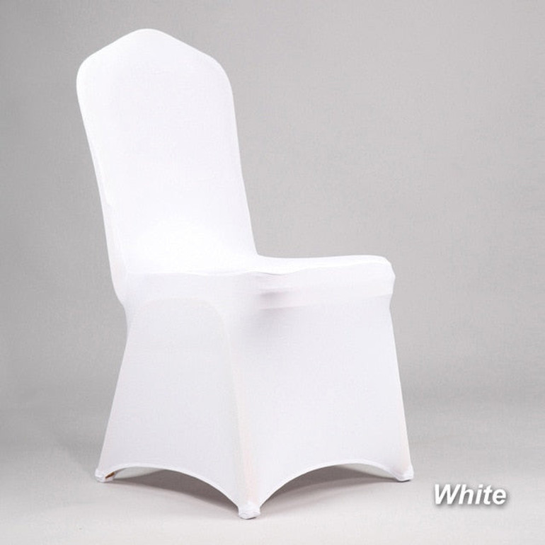 Best 50/100Pcs Cheap Hotel White Lycra Spandex Chair Covers  Weddings Party Christmas Banquet Dining Office Stretch Chair Cover