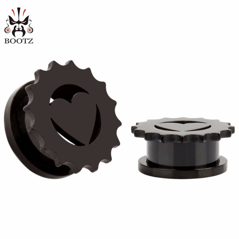 fashion black heart stainless steel ear plugs