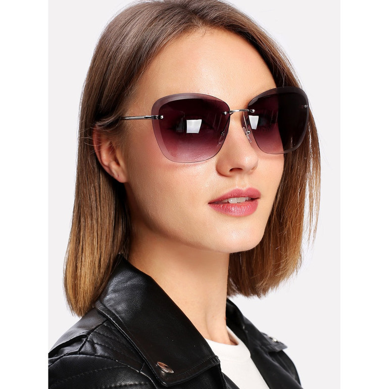 Rimless Tinted Lens Sunglasses