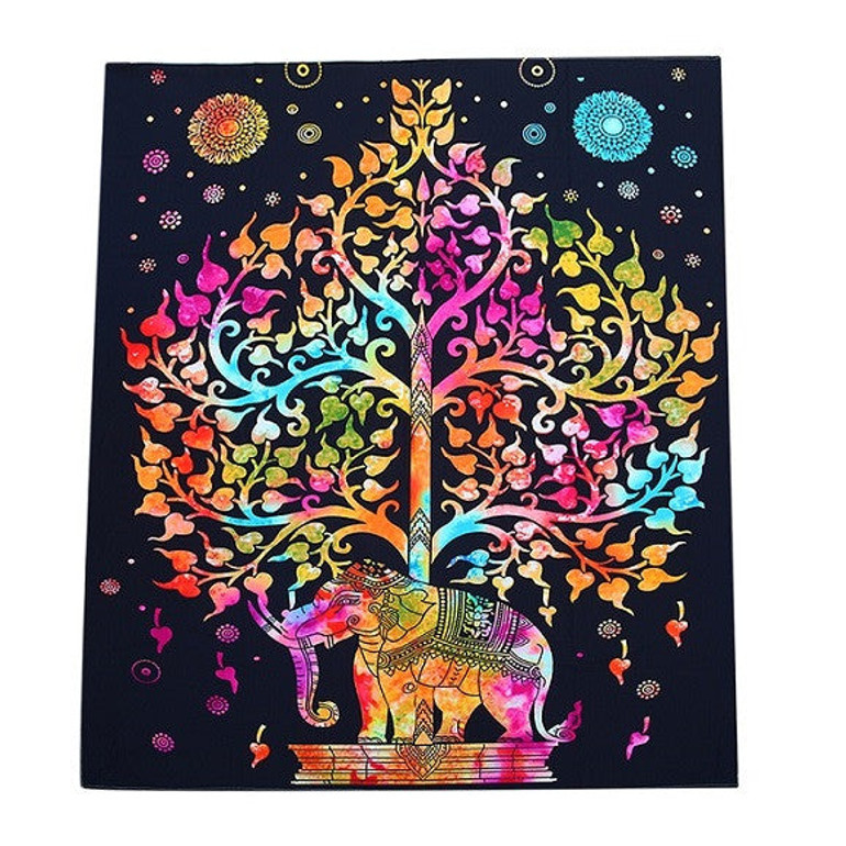 Hot Indian Bohemian Tapestry Elephant Peacock Boho Wall Hanging Carpet Bedspread Beach Picnic Blanket Pad 130x150cm/153x203cm