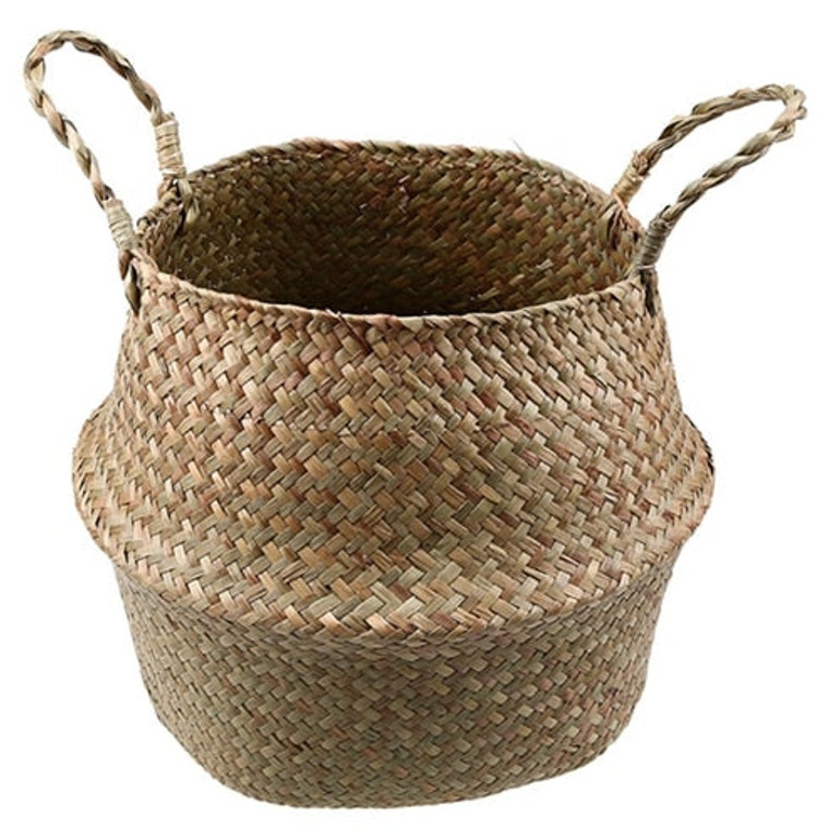 Foldable Handmade Rattan Woven Flower Basket Seagrass Clothing Storage Basket Home Decoration Hanging Flower Pot Organizer