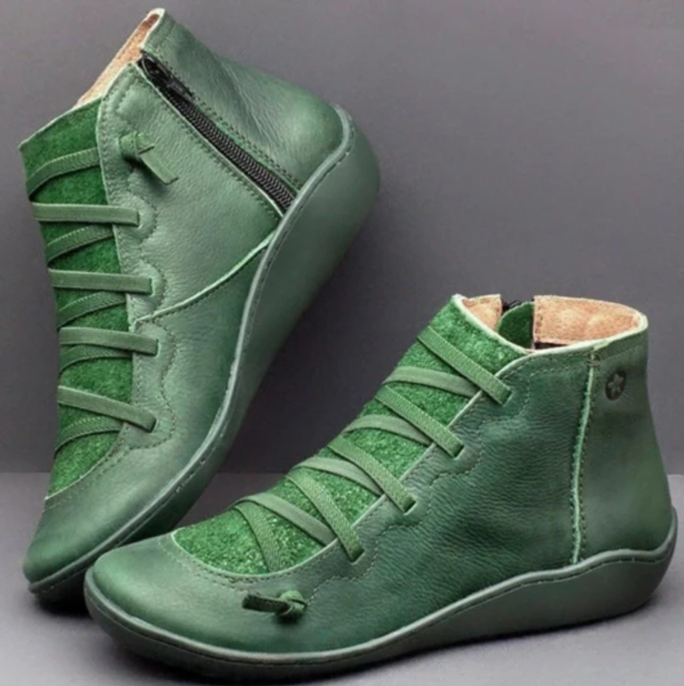 Three Arch Support Flat Heel Boots