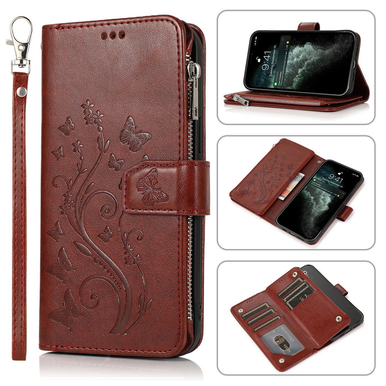 Luxury Zipper Leather Wallet Flip Multi Card Slots Cover Case For Samsung S20 Series
