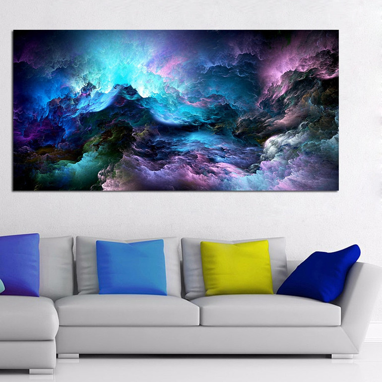 Large Size Wall Art Prints Cloud Abstract Colorful Painting Wall Decor Blue Painting for Print Wall Picture no frame