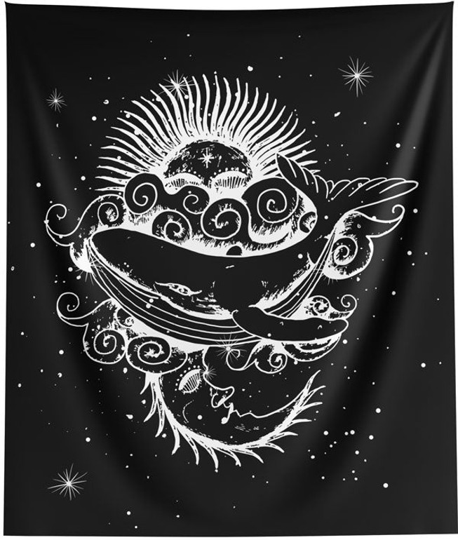 Sun and Moon Whale Wall Tapestry
