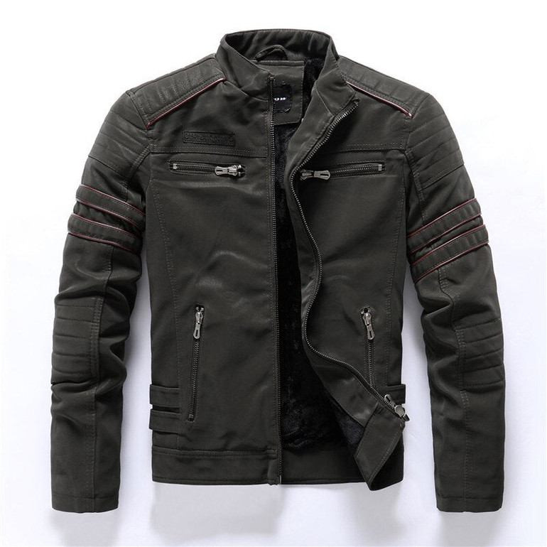 2020 Autumn Winter Men's Leather Jacket Casual Fashion Stand Collar Motorcycle Jacket Men Slim High Quality PU Leather Coats