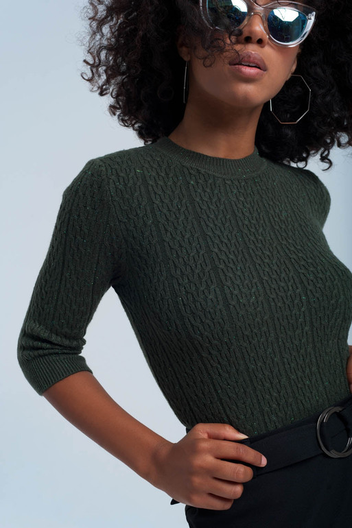 Khaki Shiny Sweater
