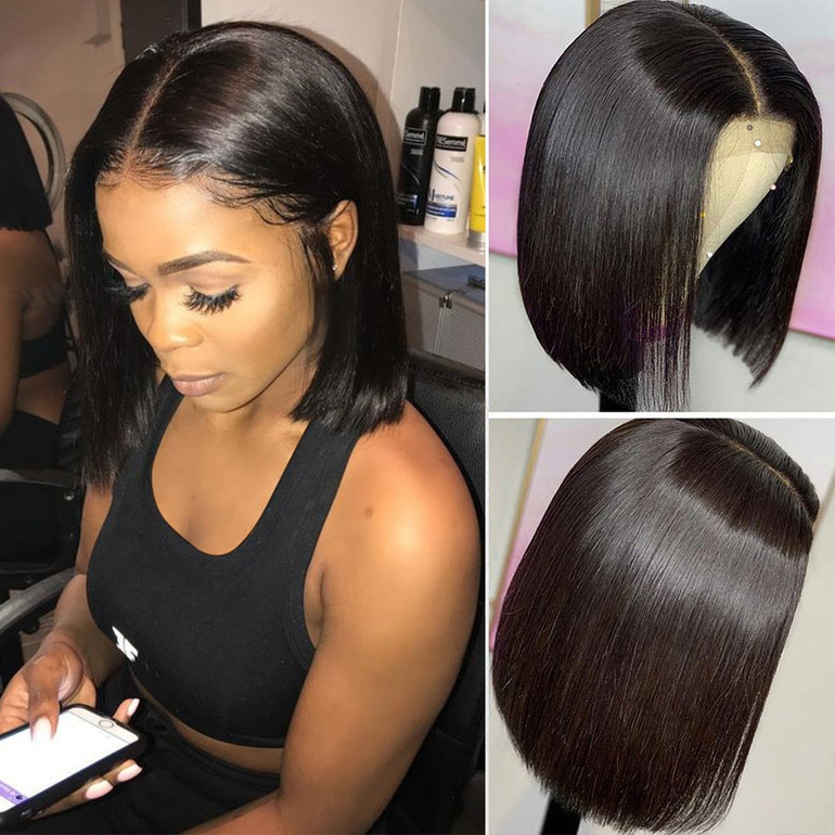 4x4 Lace Closure Bob Wig Straight Short Lace Front Human Hair Wigs For Black Women Hd Pre Plucked Brazilian Bob Full Frontal Wig