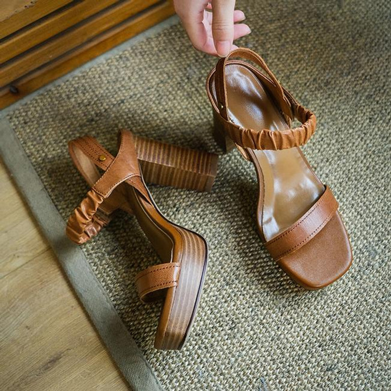 Women Solid Color Simple Elastic Band Sandals