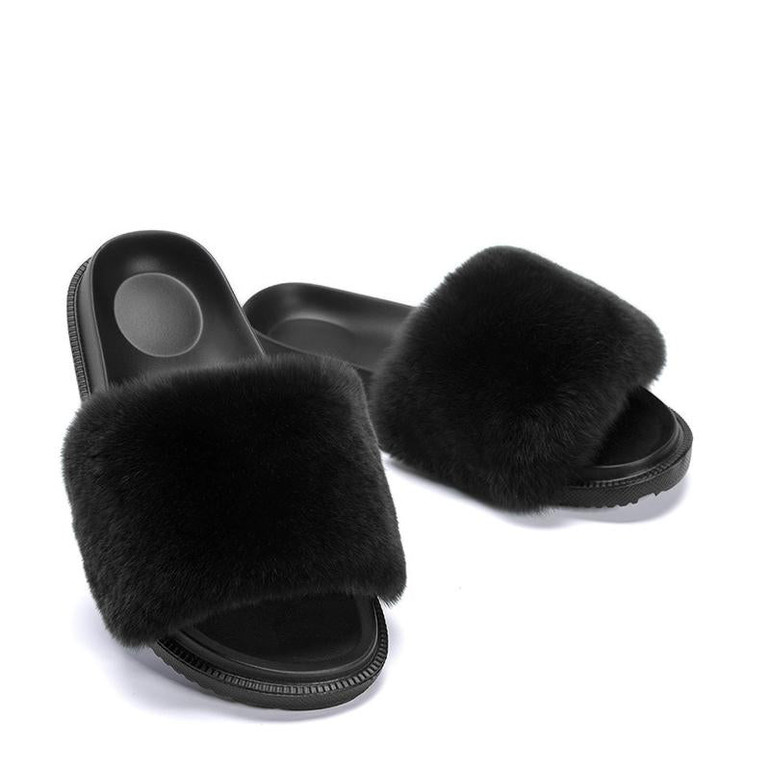 Women Fur Slides Fashion Simple Outdoor Slippers