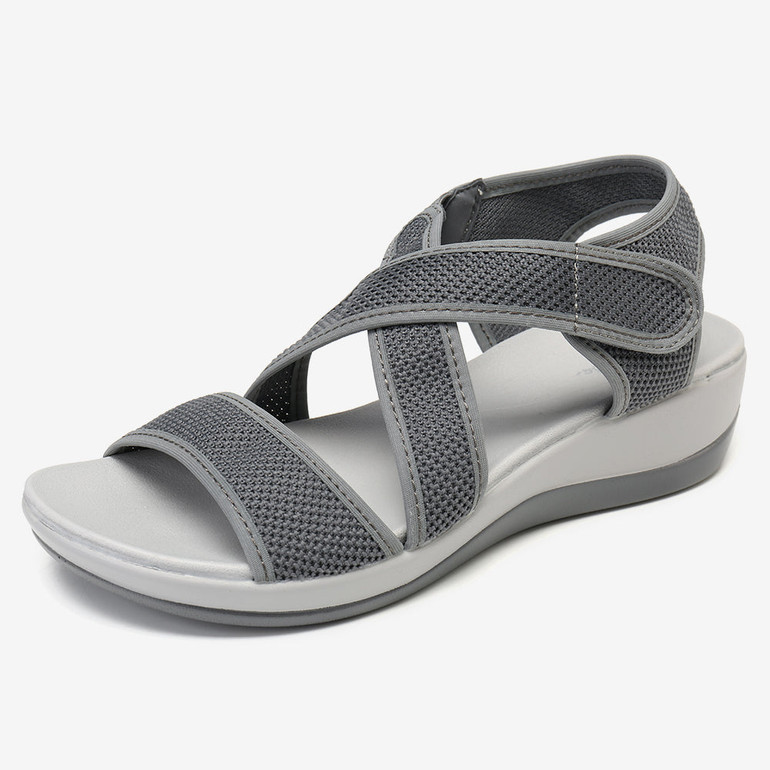 LOSTISY Cloth Opened Toe Cross Strap Casual Sport Sandals