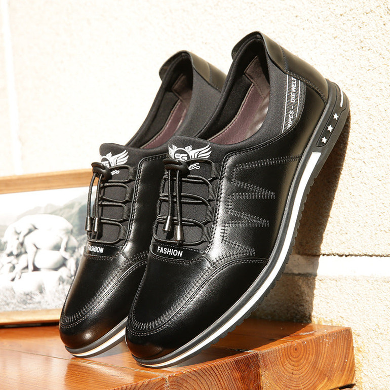 Men's Leather Shoe | Men Breathable Casual Lace-up Bussiness Shoe