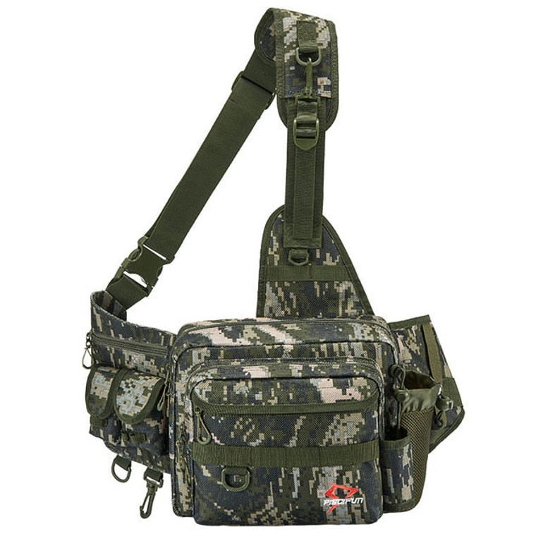 Piscifun Fishing Bag Multifunctional Fishing Tackle Bag Nylon Outdoor Water-resistant Sling Reel Lure Bag Black Khaki Camouflage