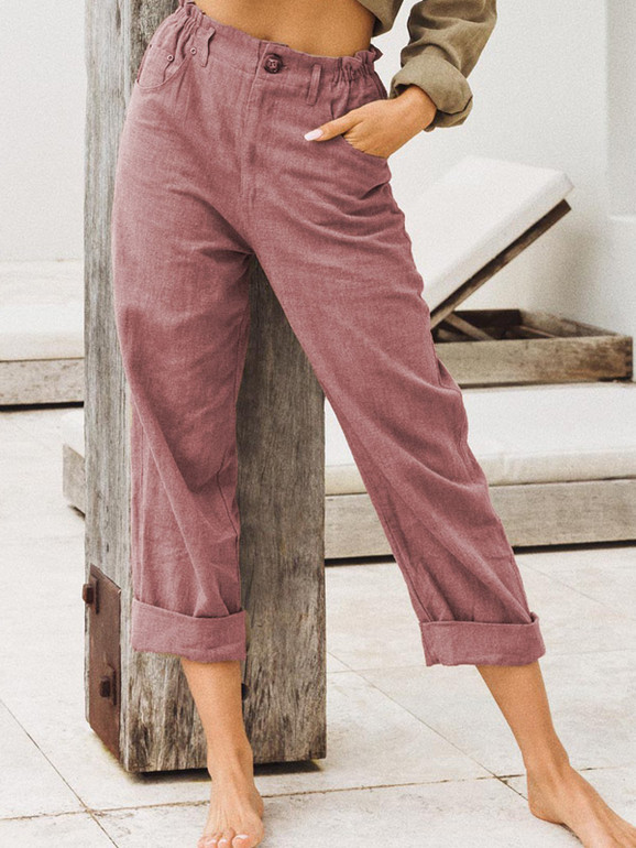 Casual Cotton Plain Linen Pants