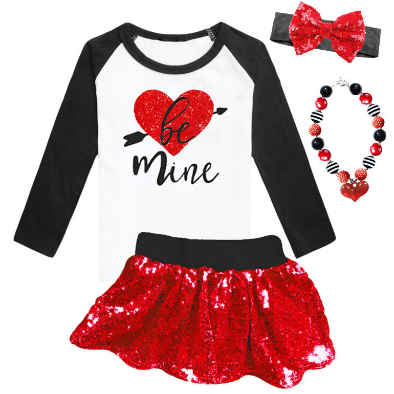 Be Mine Shirt Heart Black Raglan Mommy Me