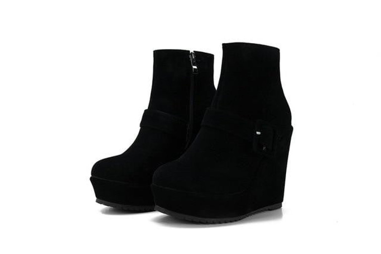 Wedge Heel Boots | Platform Heel Ankle Boots