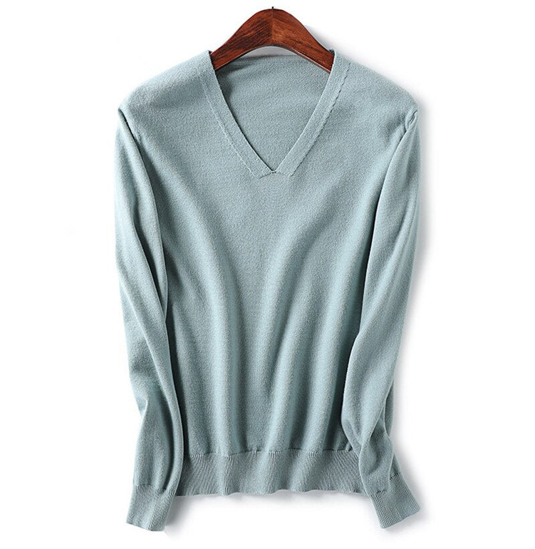 Knitted Sweater Autumn Long Sleeve V Neck Pullover Basic Thin Tops White Jumpers Sweaters Knitwear Women  Fashion Clothes