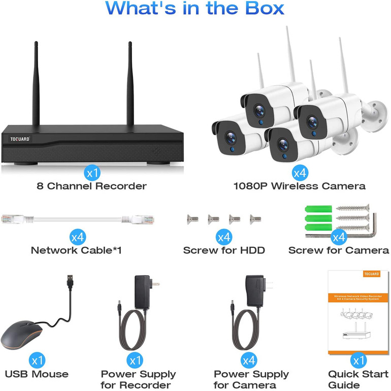 Wireless Security Camera System ,Night Vision ,Remote Monitor, Waterproof, No Hard Drive.