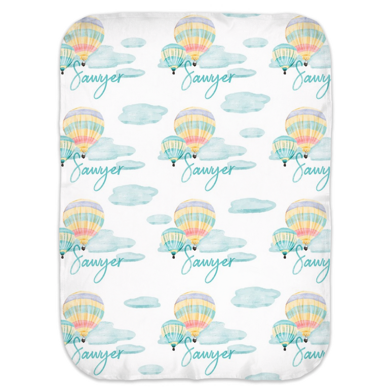 Personalized Hot Air Balloon Ride Swaddle Blanket