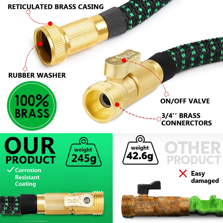 25ft Expandable Water Garden Hose, Flexible Hose with Strength Stretch Fabric.