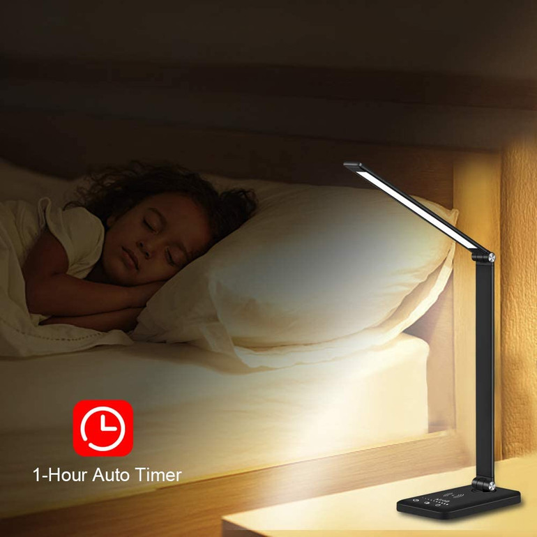 Desk Lamp with Wireless Charger, USB Charging Port