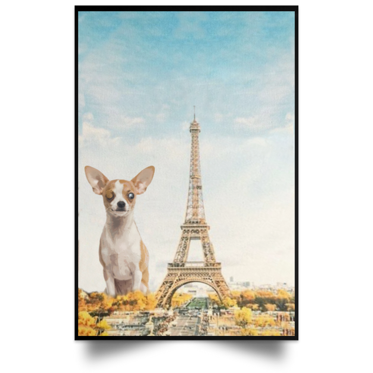 Chihuahua Eiffel Tower Canvas Blind Puppy Paris France Autumn Wall Art Bedroom Decor Ideas