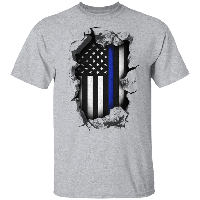 Thin Blue Line Flag T-Shirt 3D Inside Logo Thin Blue Line Shirt Gift Best Friend