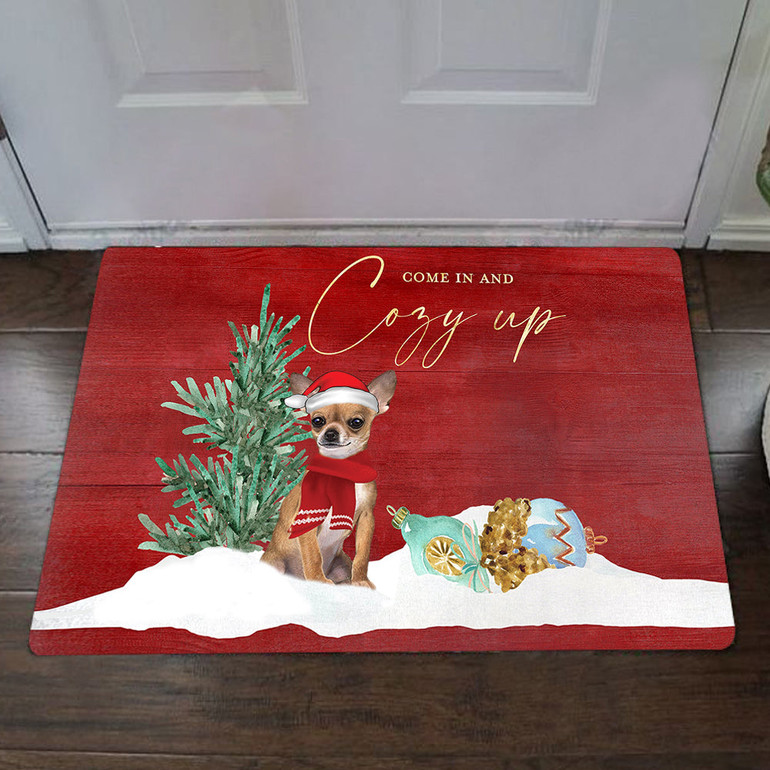 Chihuahua Come In And Cozy Up Doormat Funny Doormat Saying Christmas Mat Housewarming Gift