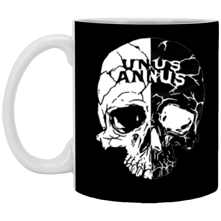 Unus Annus Mug Skull Black And White Unus Annus Merch Custom Coffee Mugs