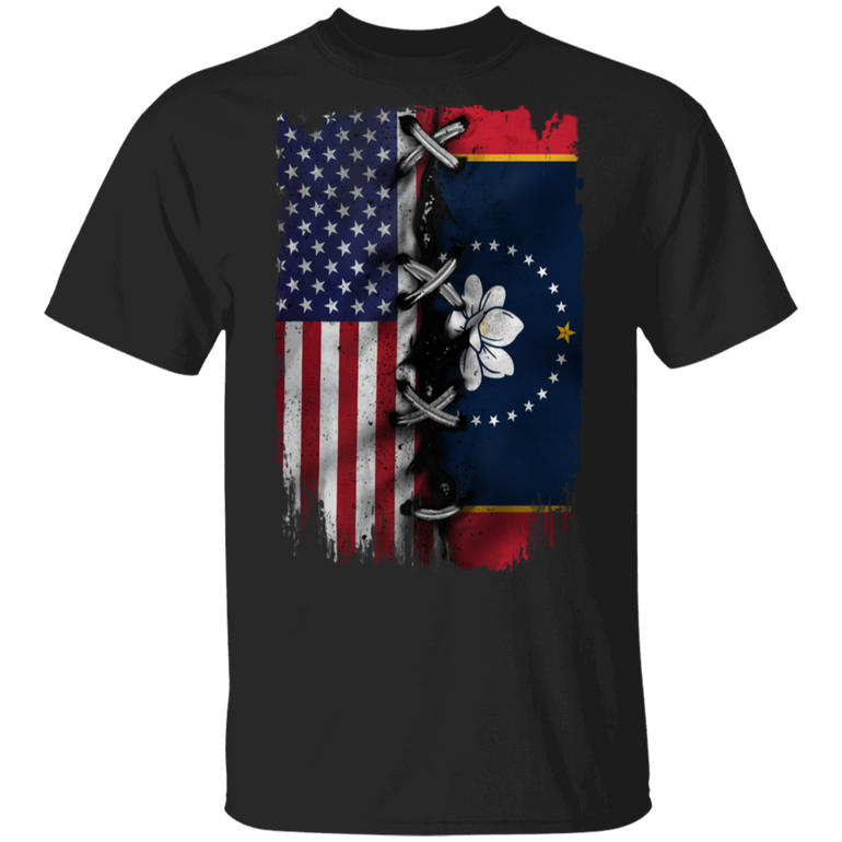 Mississippi Flag 2020 With American Flag T-Shirt New State Flag Shirt Gift Mississippi Flag 2020 With American Flag T-Shirt New State Flag Shirt Gift