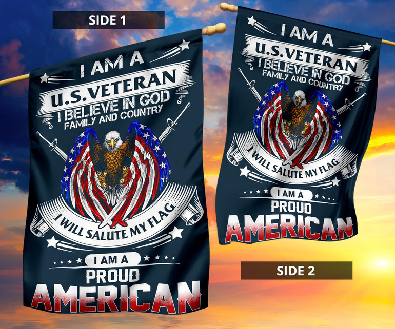 I'm A US Veteran I Believe In God Flag American Bald Eagle Flag Designs Patriots Ornaments