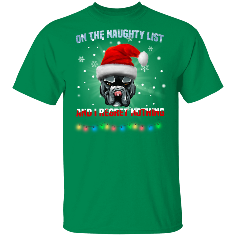 Bulldog On The Naughty List And I Regret Nothing T-Shirt Funny Christmas Vacation Shirt