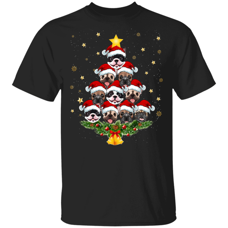 Frenchie Bulldog Christmas Tree T-Shirt Pretty Gift For Dog Lovers