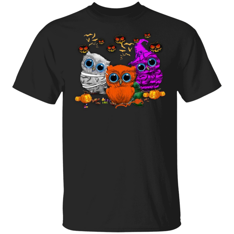 Owloween Halloween Pumpkin Witch T-Shirt Funny Gift For Owl Lovers Family Presents
