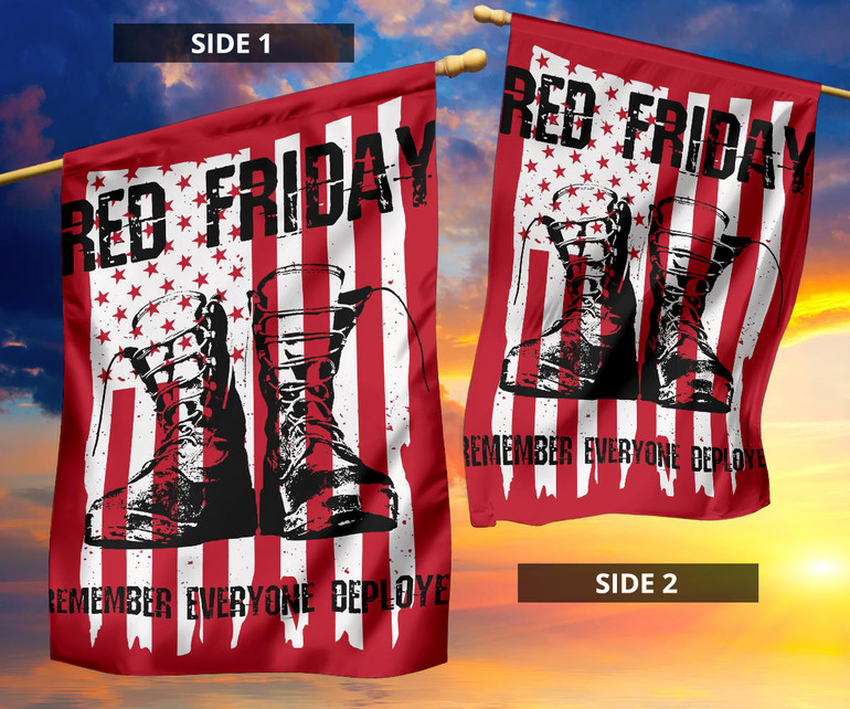Boots Red Friday Remember Everyone Deployed Flag US Soldier Memorial For Wall Outdoor Flag