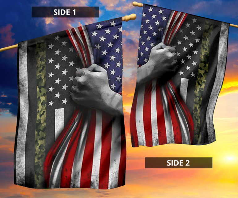 Camo Thin Line Military Inside American Flag Military Retirement Gift Flag