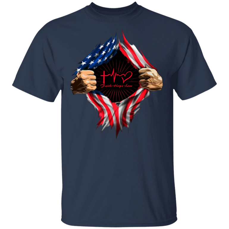 Faith Hope Love American Flag T-Shirt Women Men Shirt Gifts For Friend