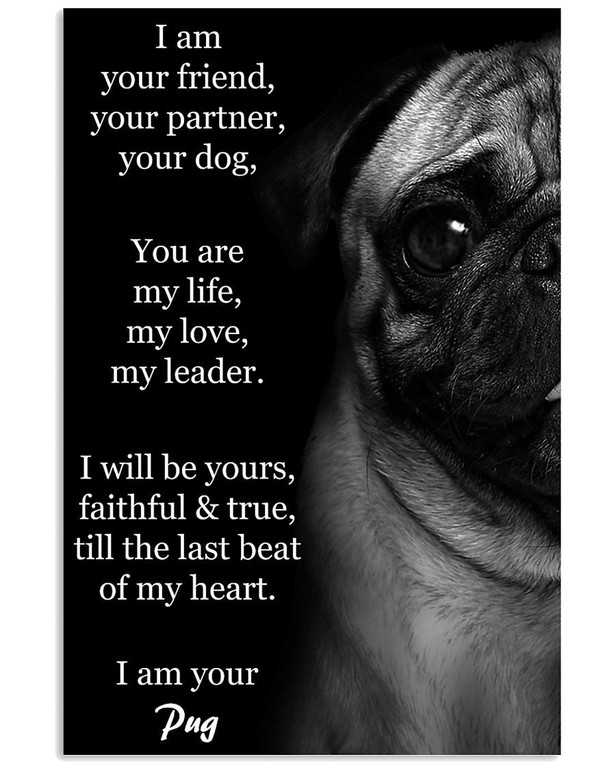 Pug I Am Your Friend Poster Home Decorations Dog Wall Art
