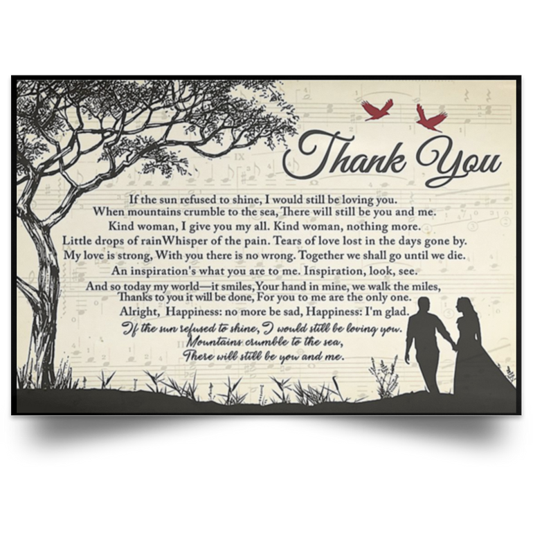 Thank You Lyrics Portrait Poster Best Gift For Lover