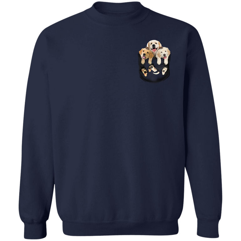 Puppy 3D Inside Pocket Golden Retriever Sweatshirt Cute Best Gifts For Dog Lovers