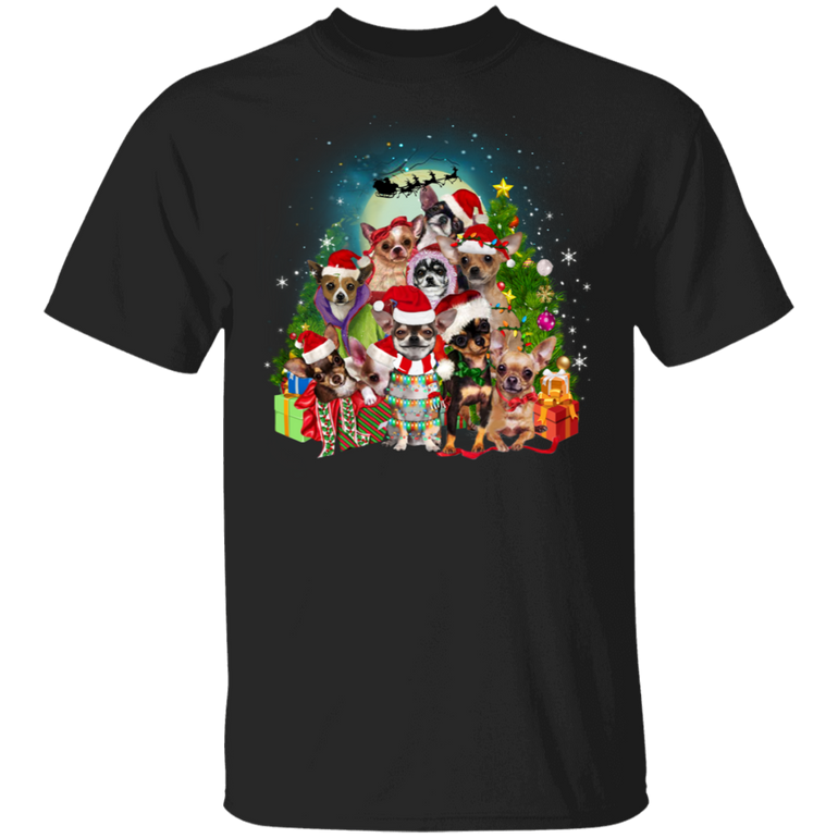 Chihuahua Christmas Santa Claus Hat In Snow T-Shirt Xmas Gifts For Dog Lover