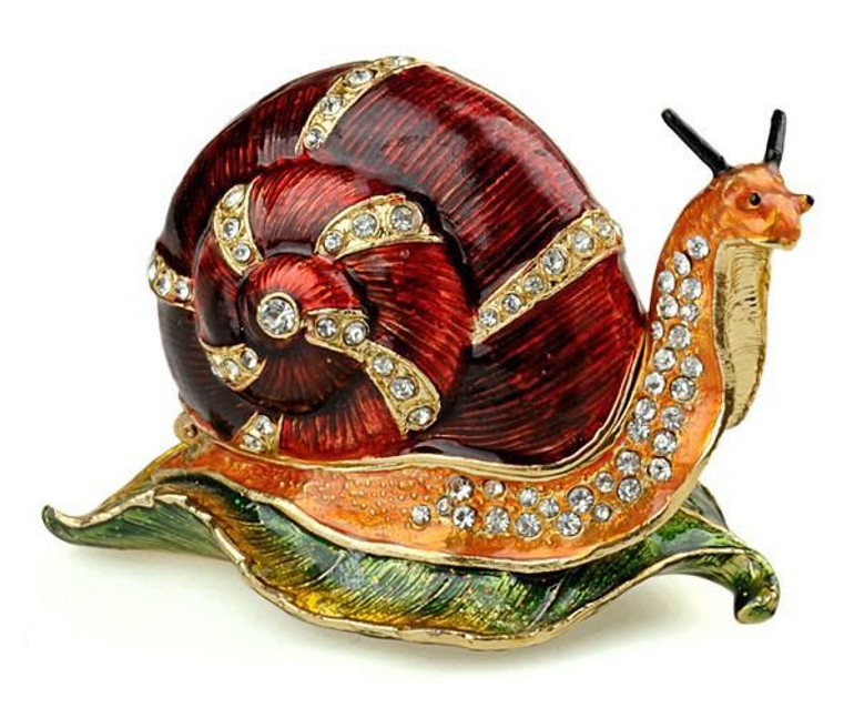 Red Snail Bejeweled Trinket Box