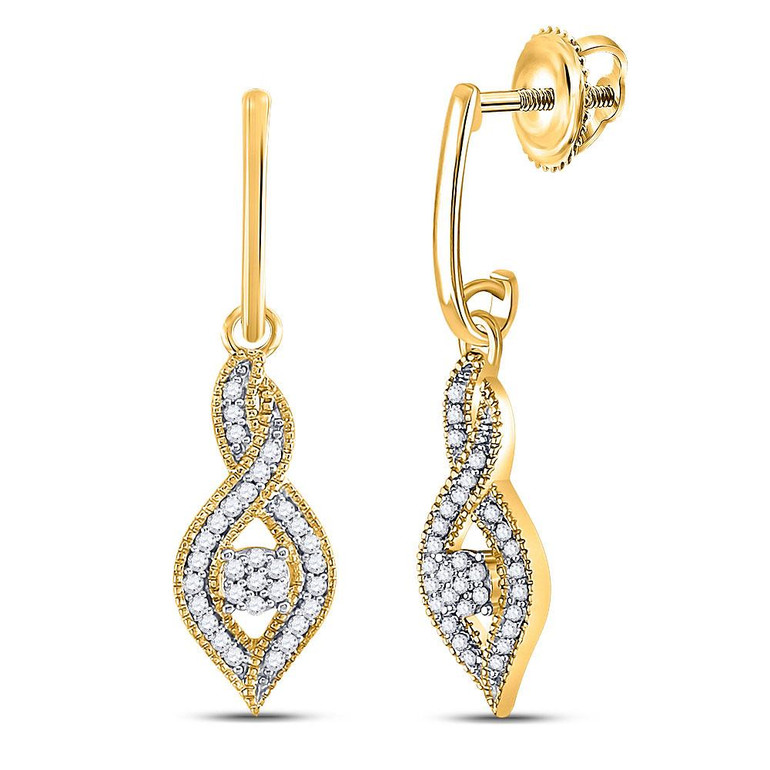 Earrings |  10kt Yellow Gold Womens Round Diamond Cluster Dangle Earrings 1/6 Cttw |  Splendid Jewellery Earrings |  10kt Yellow Gold Womens Round Diamond Cluster Dangle Earrings 1/6 Cttw |  Splendid Jewellery