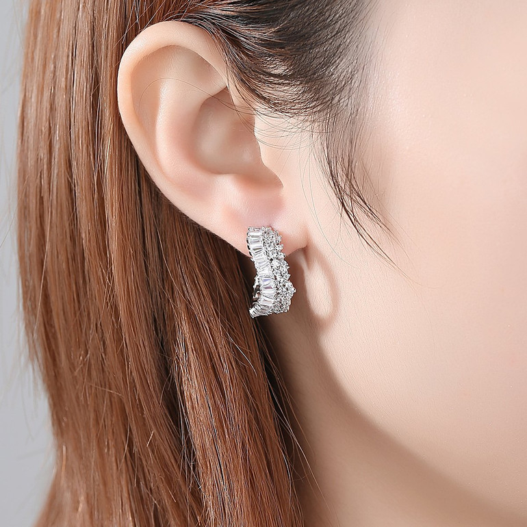 'Filodea' Earrings - 18K White Gold Finish