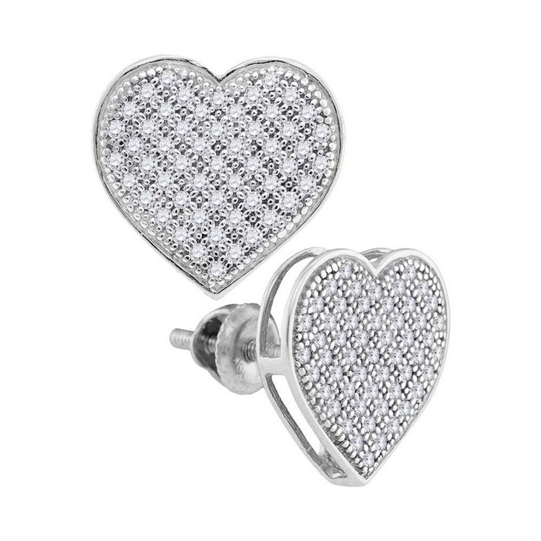 Earrings |  10kt White Gold Womens Round Diamond Heart Cluster Earrings 1/3 Cttw |  Splendid Jewellery Earrings |  10kt White Gold Womens Round Diamond Heart Cluster Earrings 1/3 Cttw |  Splendid Jewellery