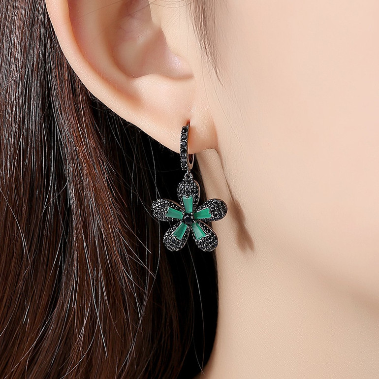 'Vincenzella' Earrings - 18K Black/White Gold Finish