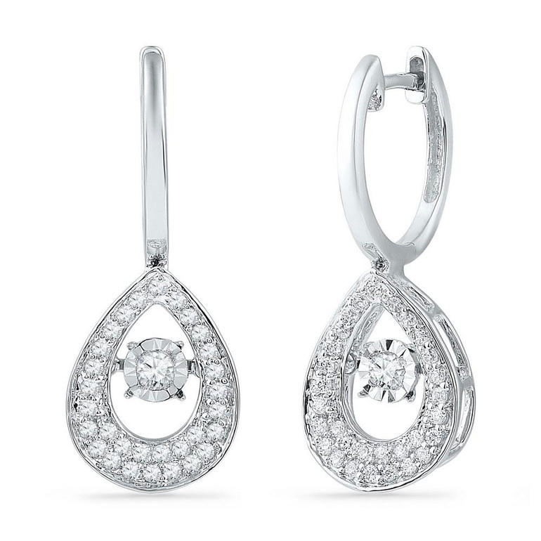 Earrings |  10kt White Gold Womens Round Diamond Teardrop Moving Twinkle Dangle Earrings 1/2 Cttw |  Splendid Jewellery Earrings |  10kt White Gold Womens Round Diamond Teardrop Moving Twinkle Dangle Earrings 1/2 Cttw |  Splendid Jewellery