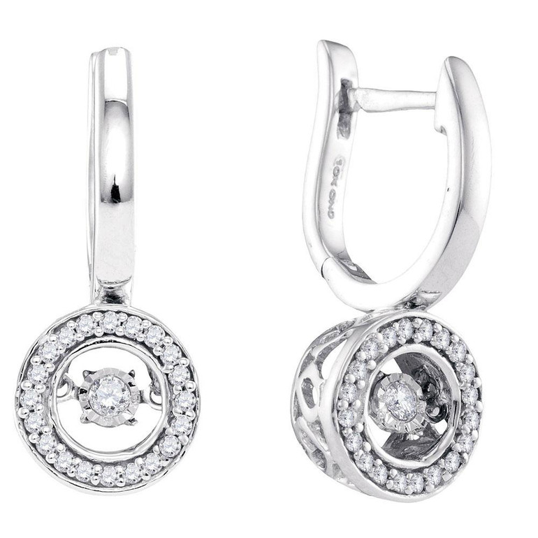 Earrings |  10kt White Gold Womens Round Diamond Moving Twinkle Dangle Earrings 1/3 Cttw |  Splendid Jewellery Earrings |  10kt White Gold Womens Round Diamond Moving Twinkle Dangle Earrings 1/3 Cttw |  Splendid Jewellery