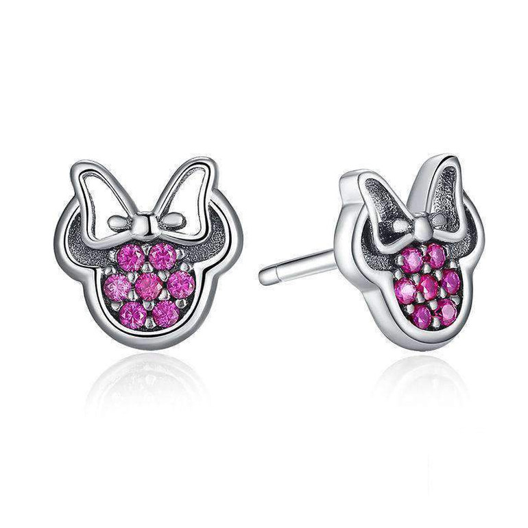 Sterling Silver Red Mickey Shape Earring