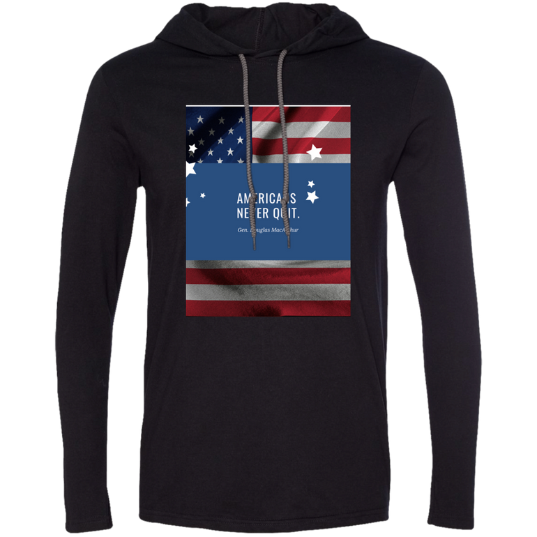 Men's LS T-Shirt Hoodie Americans Never Quit
